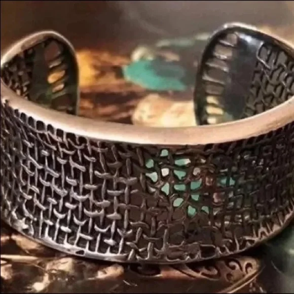 Vintage Silpada Oxidized Sterling Silver Mesh Cuff Bracelet B1625 - Picture 10 of 12